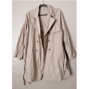 BP Trench Coat Women size Medium Tan Double Breast Button Long Sleeve Jacket